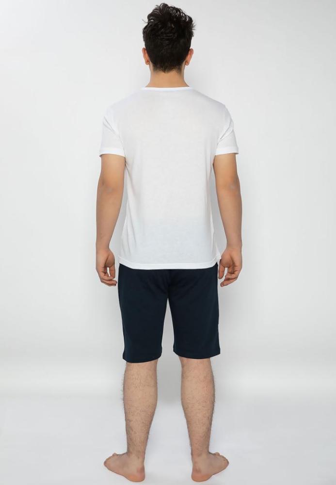 Pijama Bumbac & Moda bărbați,culoare alb-bleumarin, – Engros